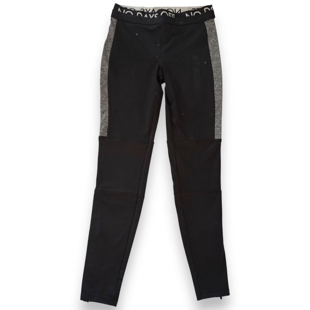 FOREVER 21 Black athletic leggings with logo waistband and ankle zippers S